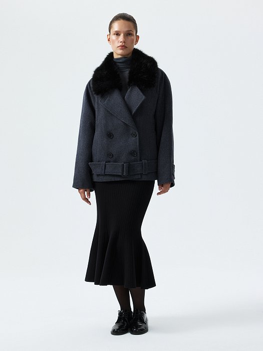 Полупальто со съемным мехом: фото №6