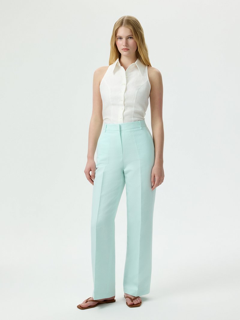 Классические брюки из хлопка и льна