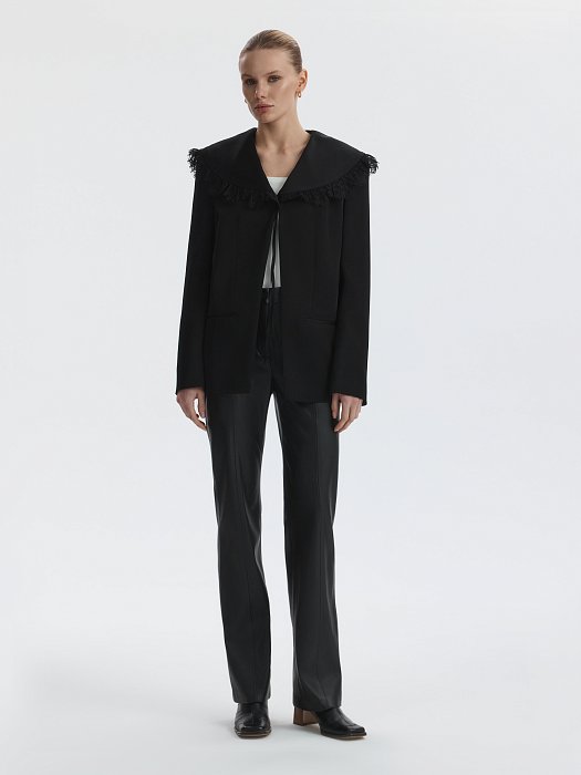 Атласный жакет со съемным воротником: фото №7