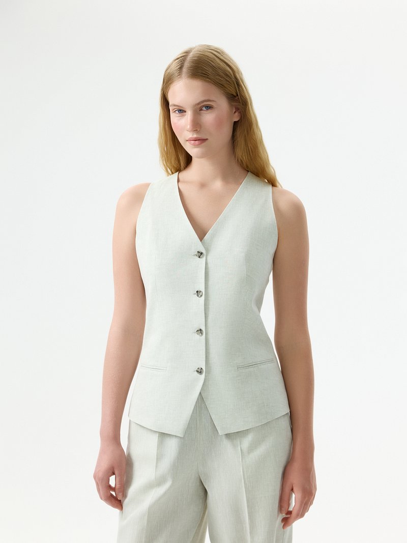 Жилет из хлопка и льна