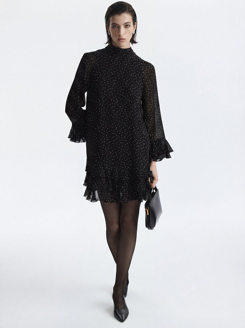 Шифоновое платье с воланами