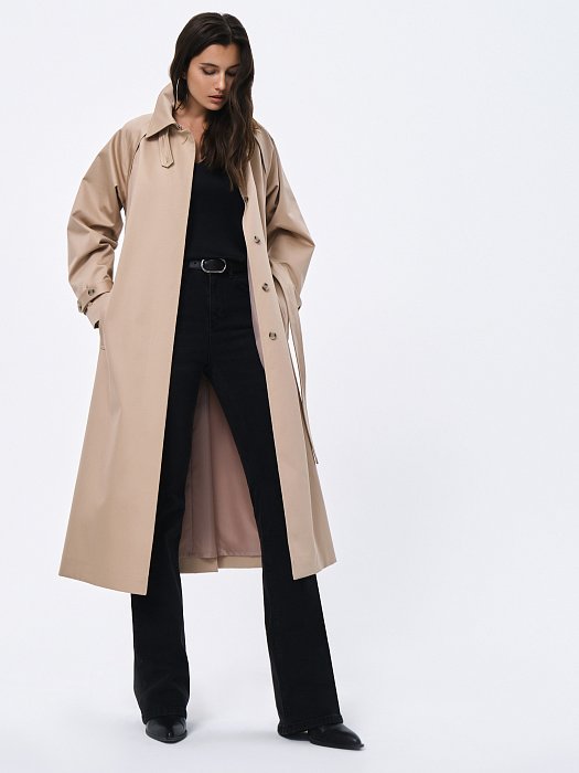 Удлиненный плащ из органического хлопка: фото №7