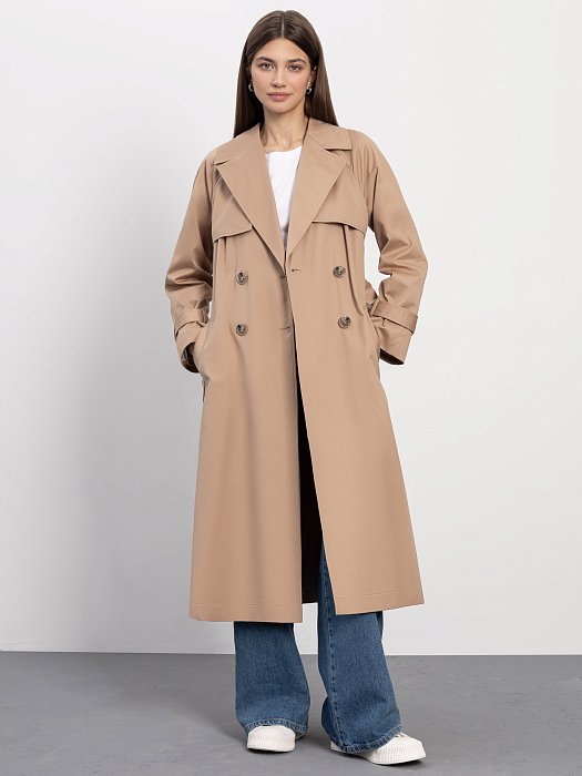 Плащ из хлопка с поясом: фото №2