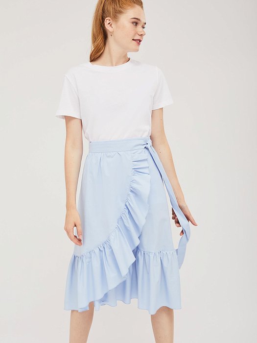Хлопковая юбка на запах с оборкой: фото №3