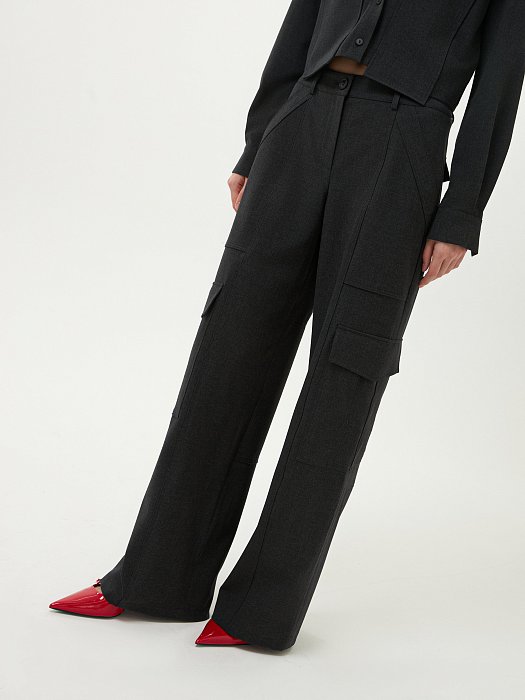 Брюки-карго из костюмной ткани: фото №2