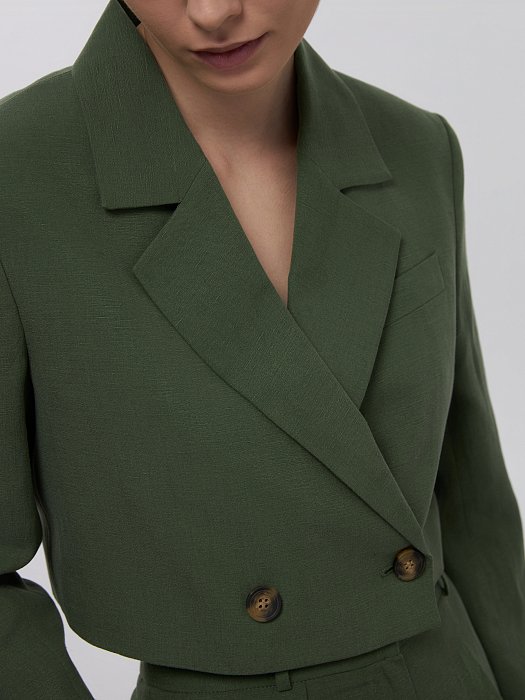 Укороченный жакет со льном: фото №3