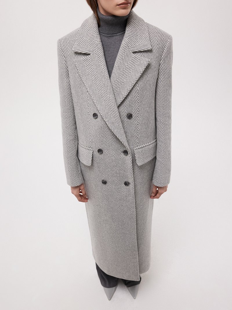 Пальто с шерстью «в елочку»