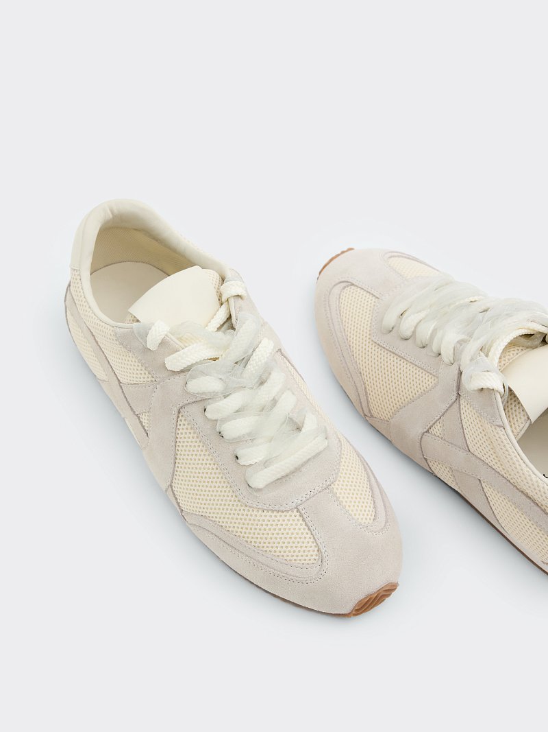 Сетчатые кеды с замшей