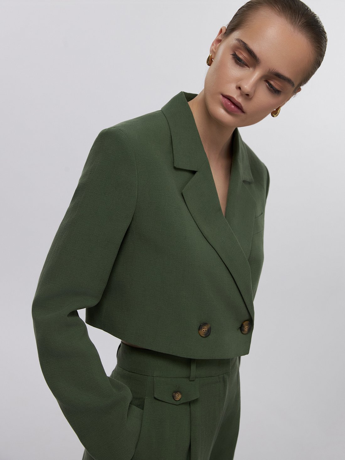 Укороченный жакет со льном: фото №1