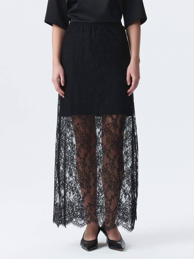 Двойная юбка со съемным кружевом