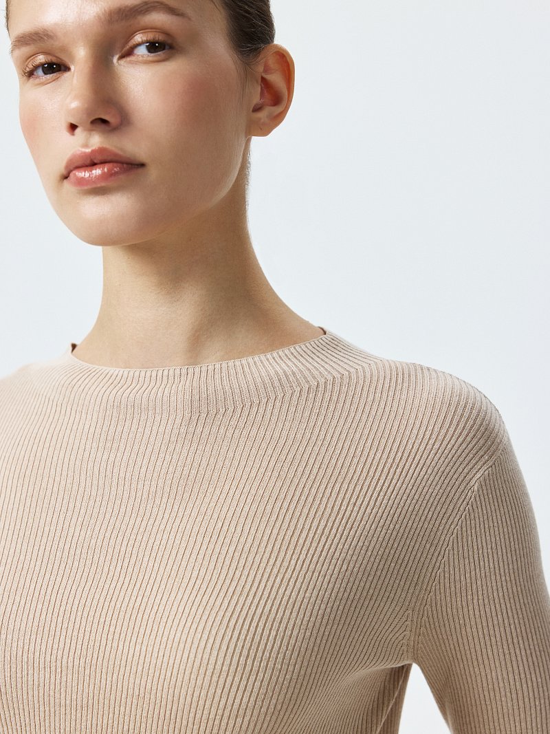 Лонгслив в рубчик из вискозы и хлопка