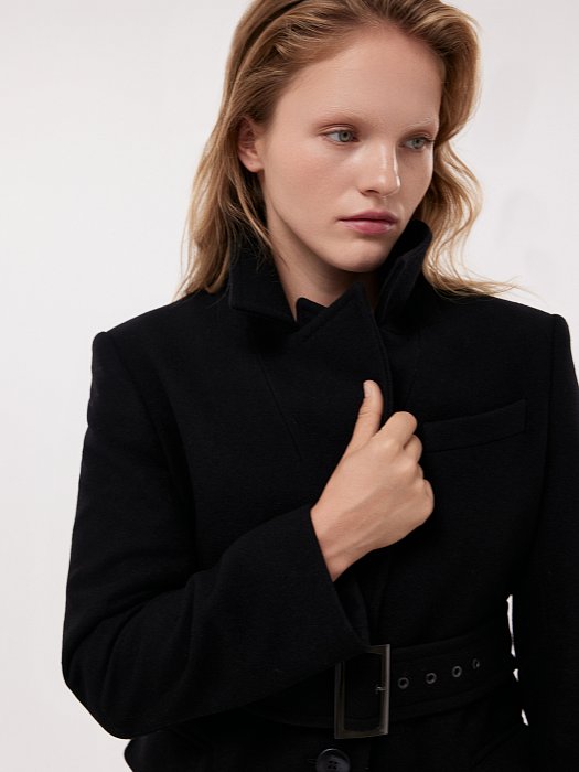 Драповое пальто с поясом (Р158): фото №2