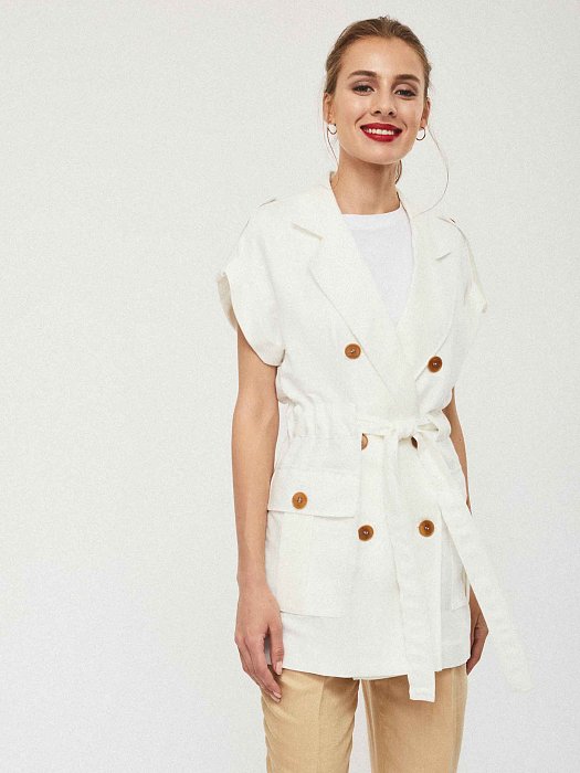 Льняной жакет в стиле сафари: фото №3