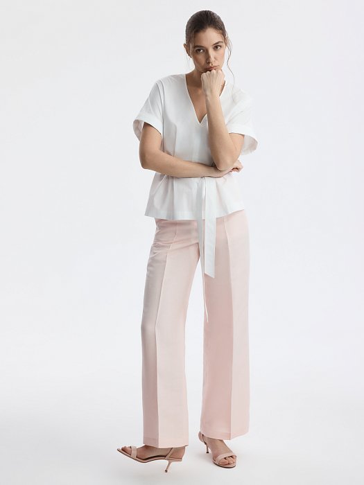 Блуза из хлопка с поясом: фото №2