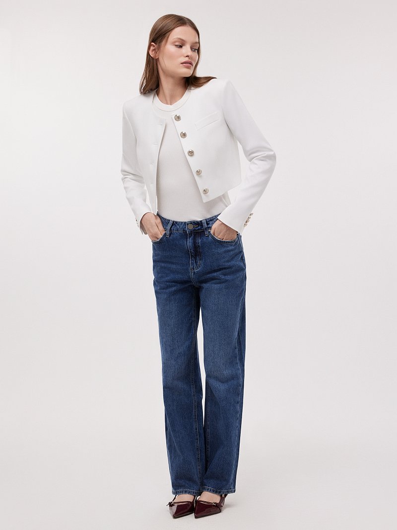 Укороченный жакет с круглым вырезом