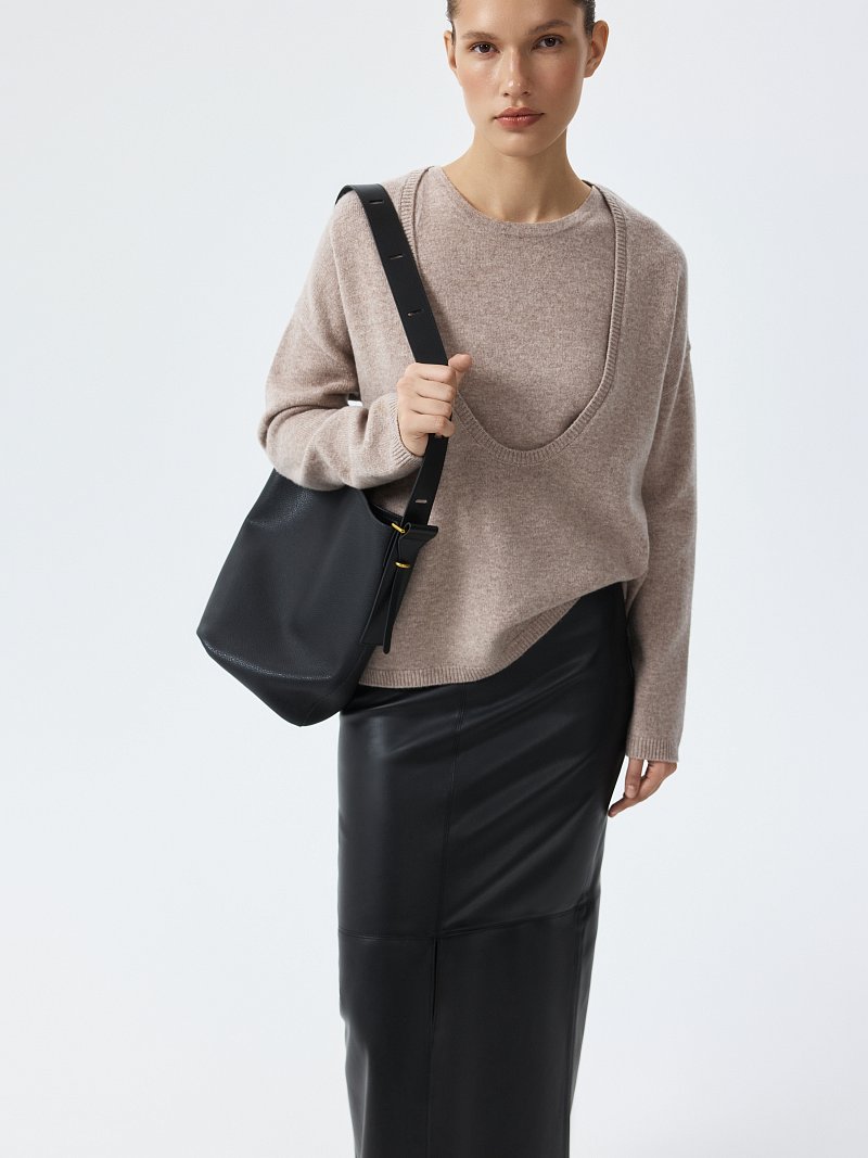 Юбка-макси из экокожи (Р158)