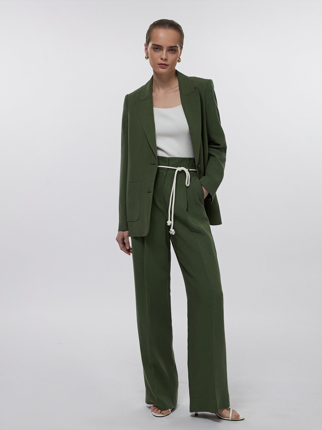 Удлиненные брюки со льном: фото №1