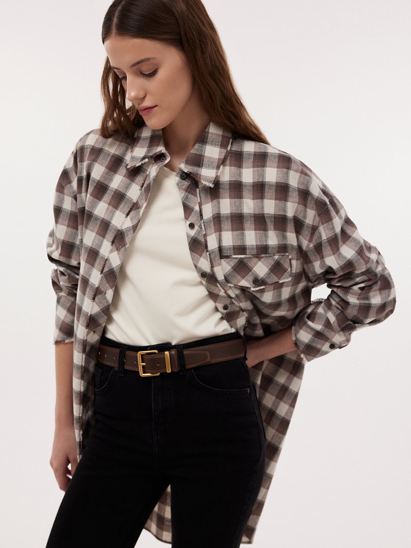 Удлиненная рубашка со льном