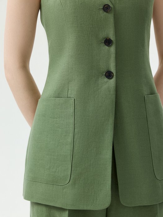 Удлиненный жилет из 100% льна: фото №4