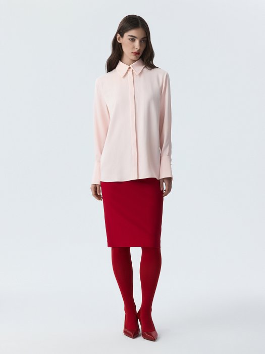 Атласная блуза с широкими манжетами: фото №5