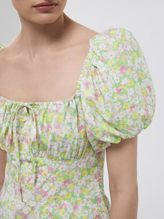 Платье из хлопка с цветочным принтом: фото №3