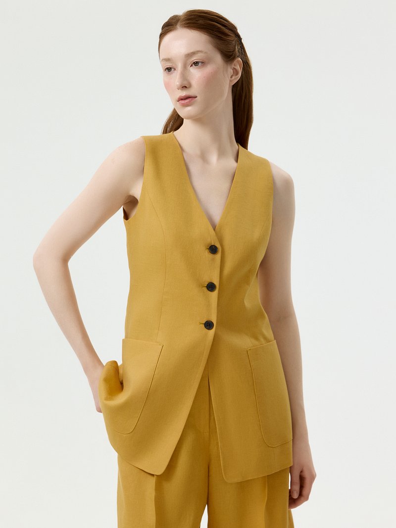 Удлиненный жилет из 100% льна