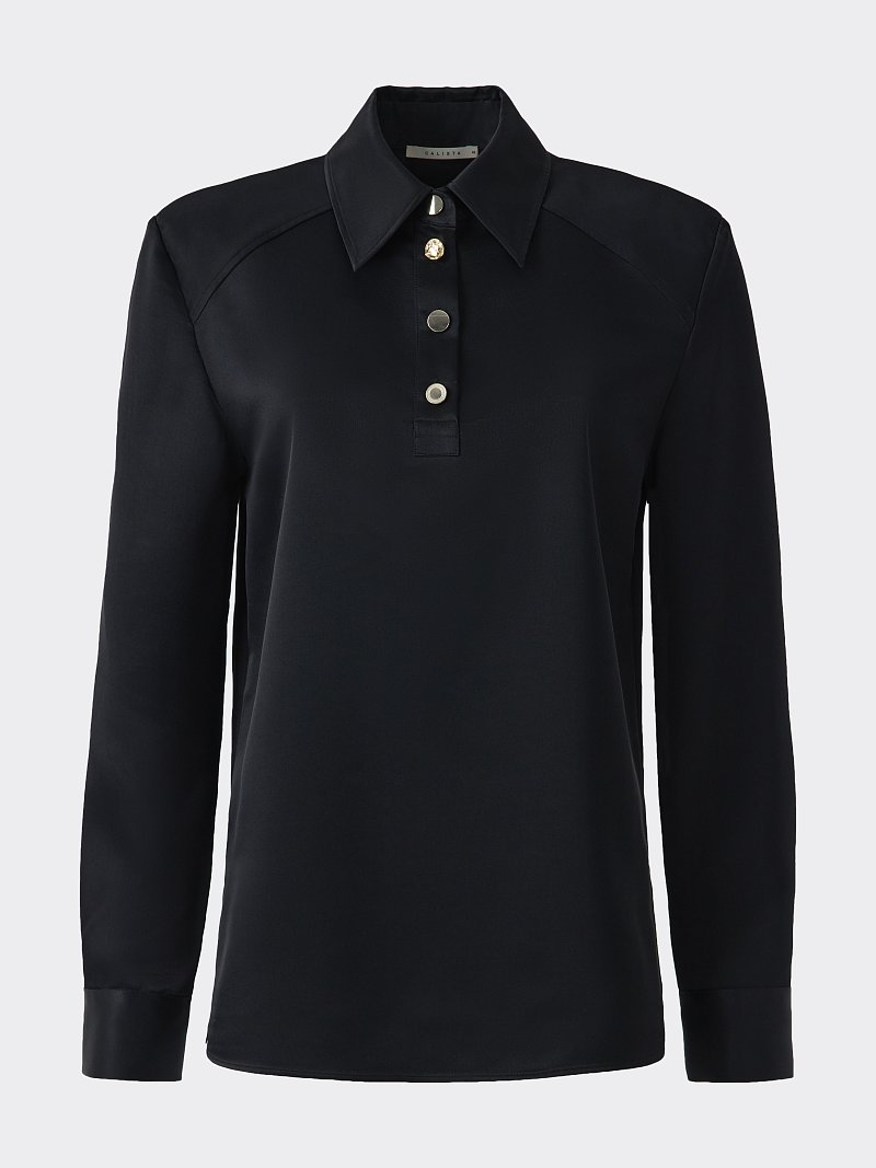 Атласная блуза-поло