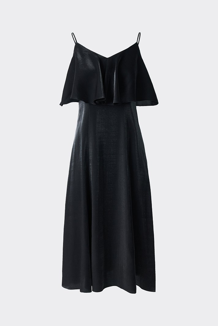 Атласное платье с воланами