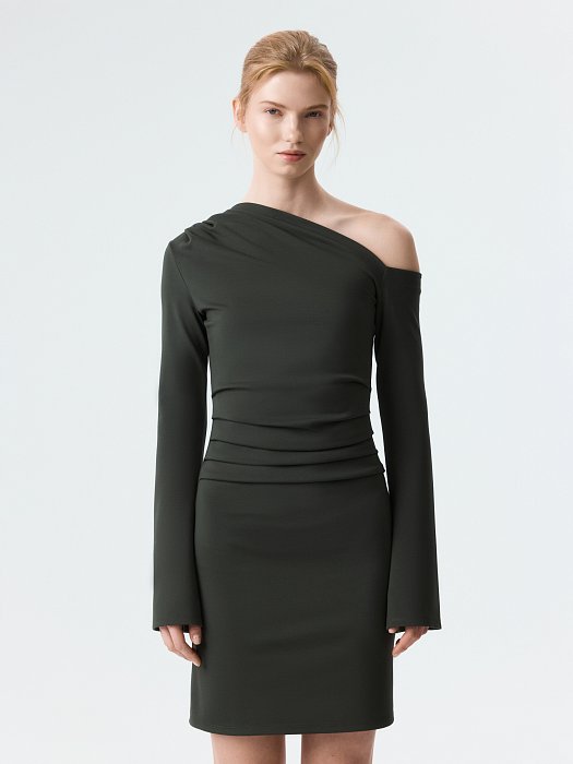 Трикотажное платье-мини с драпировками: фото №3