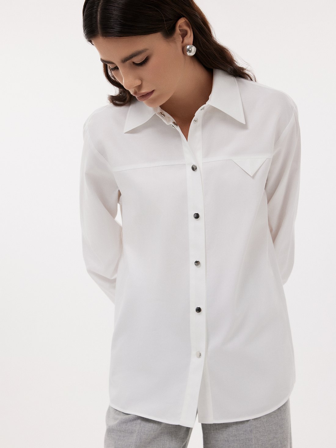 Хлопковая рубашка на кнопках: фото №1