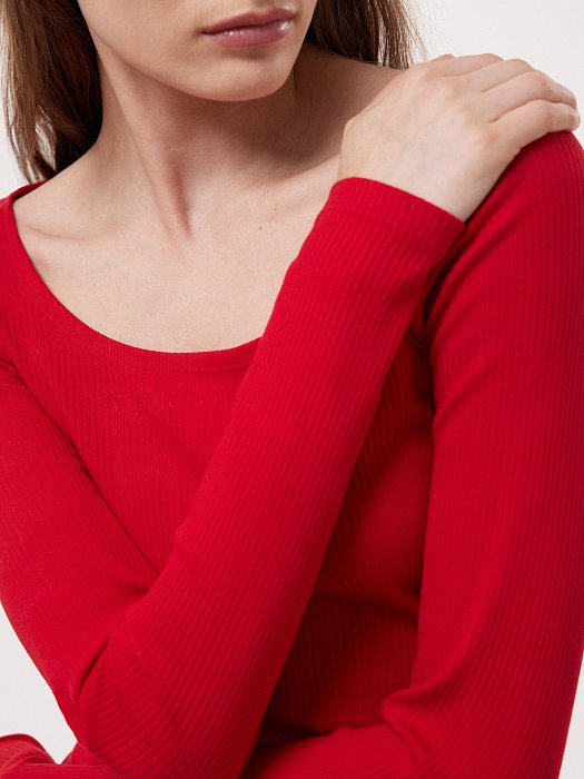 Лонгслив из эластичного хлопка в рубчик: фото №4