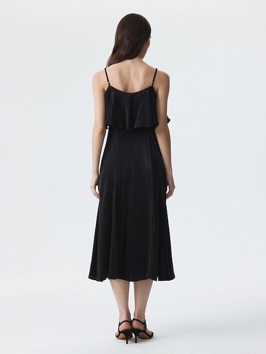 Атласное платье с воланами (Р158): фото №5