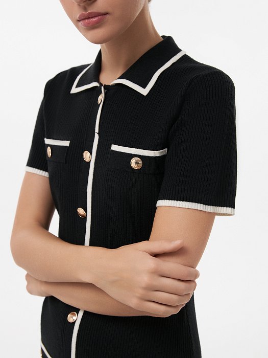 Платье-поло из трикотажа в рубчик: фото №3