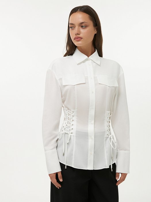 Приталенная рубашка со шнуровкой: фото №2