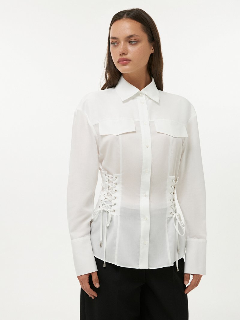 Приталенная рубашка со шнуровкой