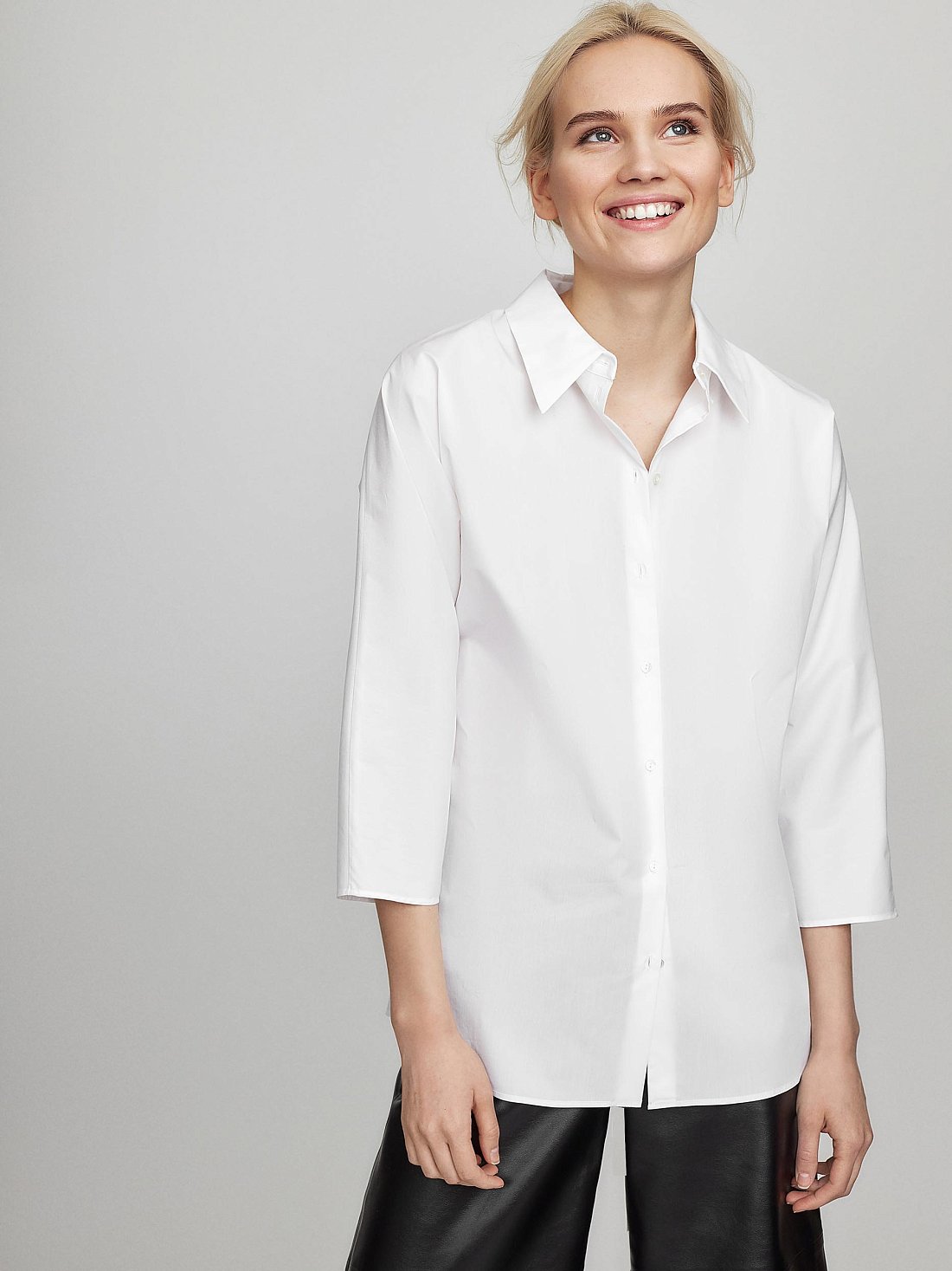 Блуза с объемными рукавами из хлопка: фото №1