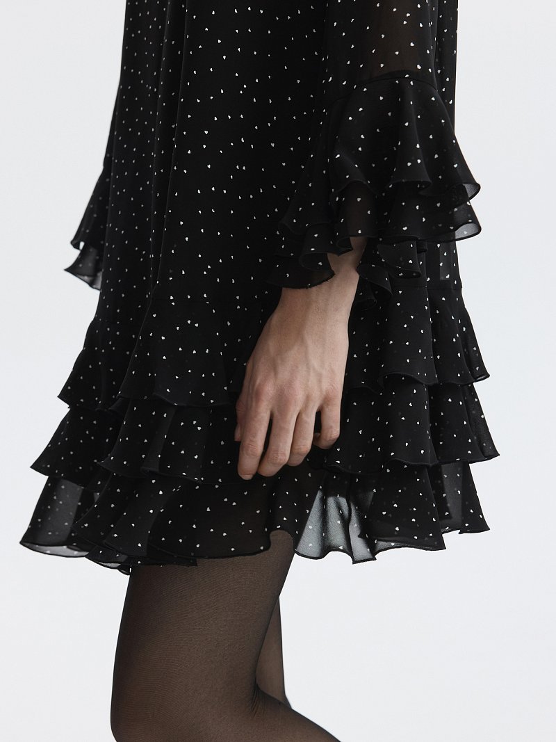 Шифоновое платье с воланами