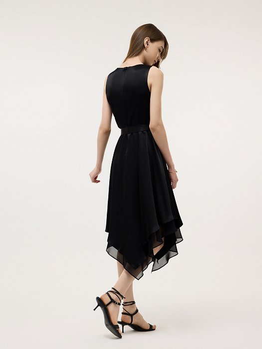 Атласное платье с асимметричной юбкой: фото №5
