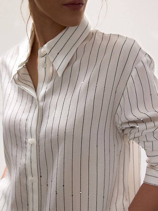 Рубашка в полоску с пайетками: фото №5