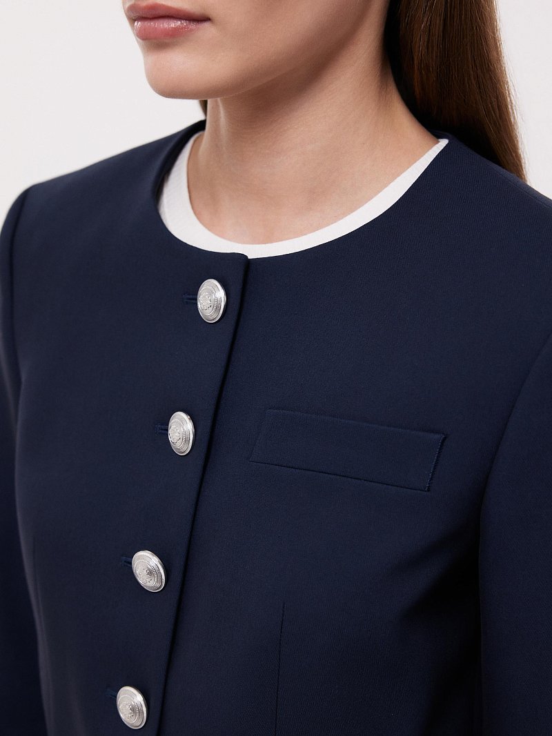 Укороченный жакет с круглым вырезом