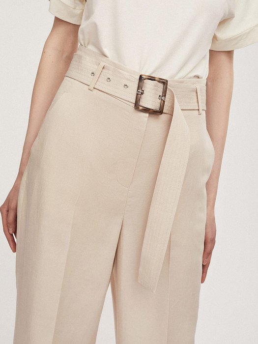 Брюки широкого кроя из смесового льна: фото №5