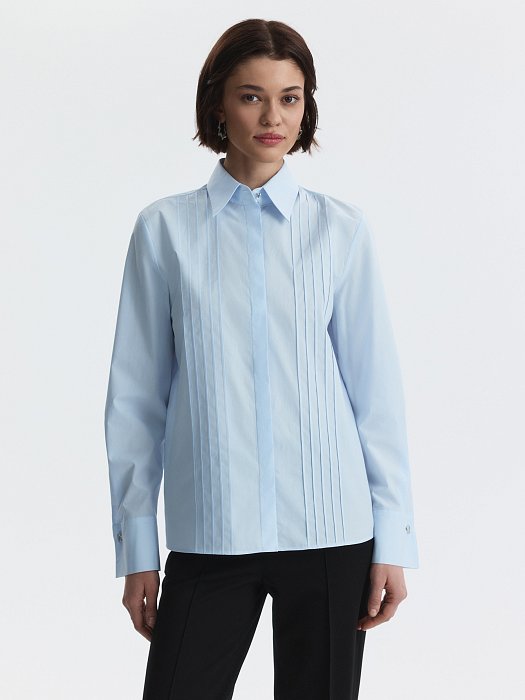 Хлопковая блуза с рельефами: фото №3