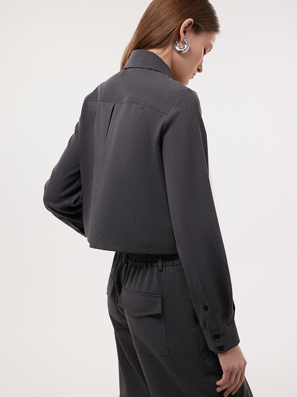 Укороченная рубашка с шерстью