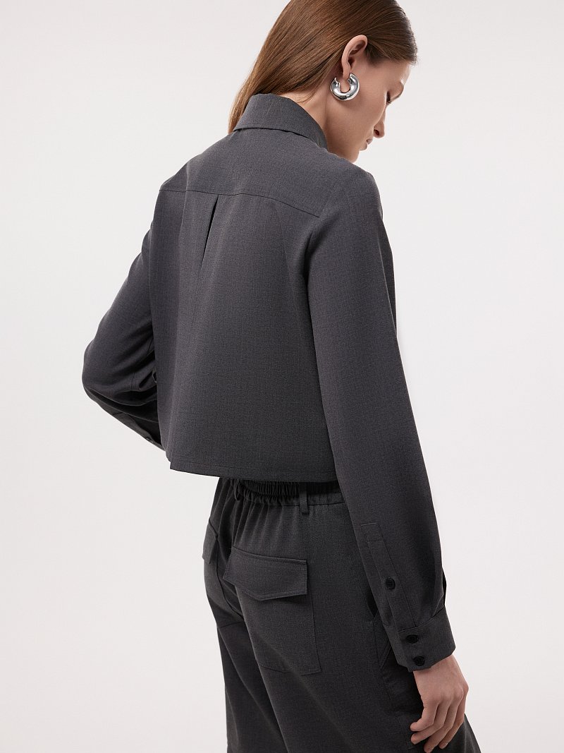 Укороченная рубашка с шерстью