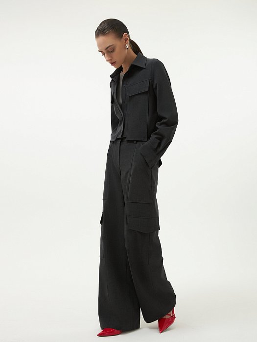 Брюки-карго из костюмной ткани: фото №3