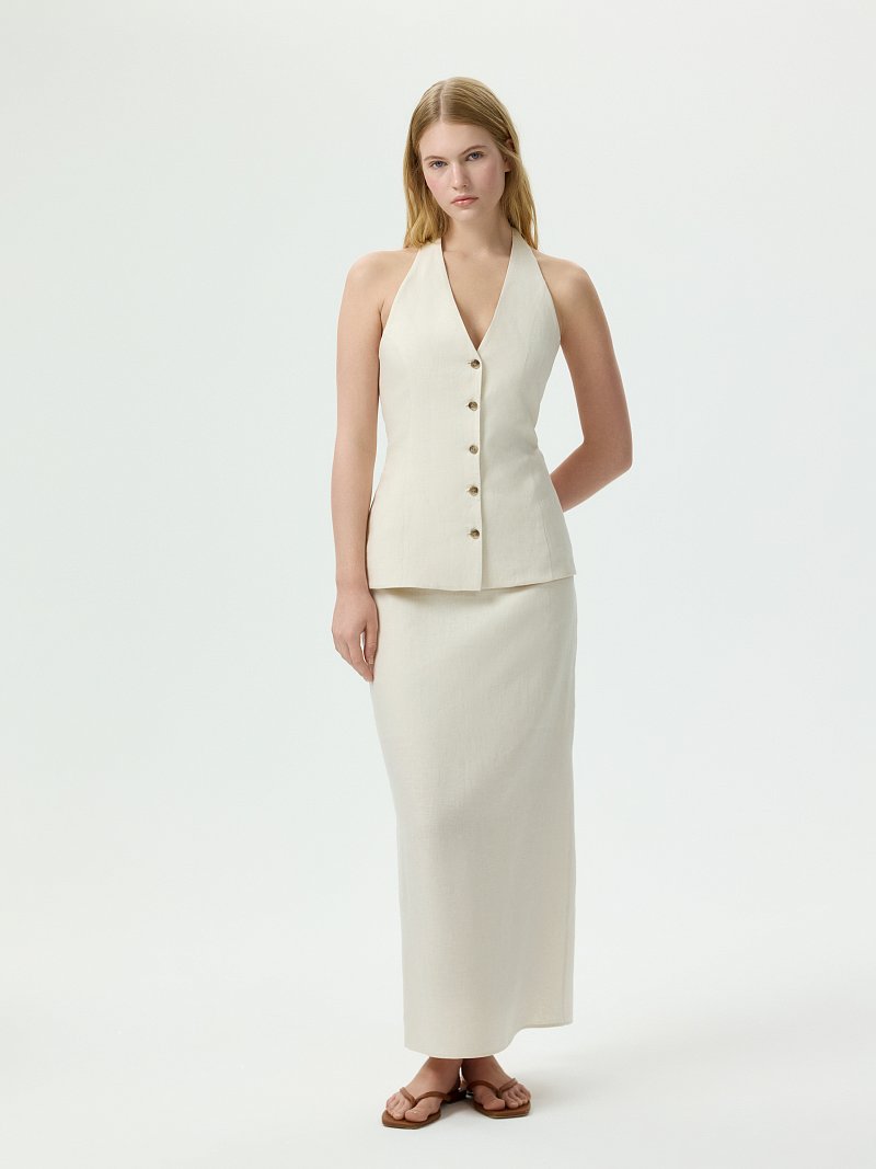 Топ-халтер из 100% льна