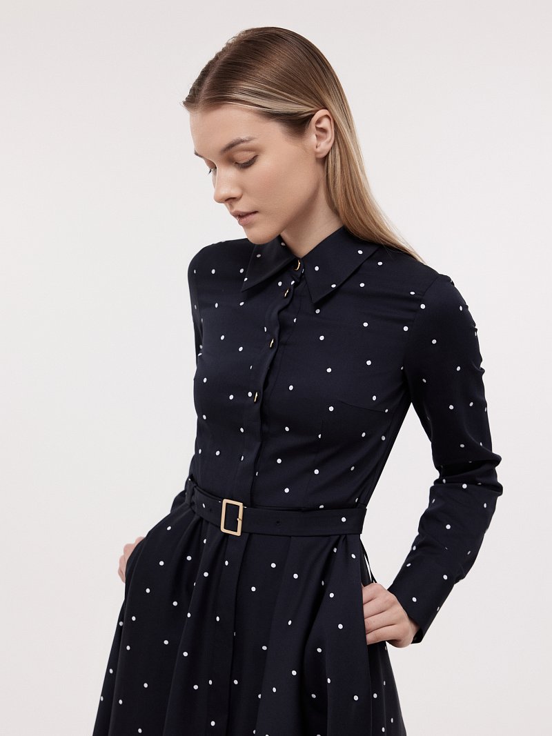 Платье-рубашка в горох