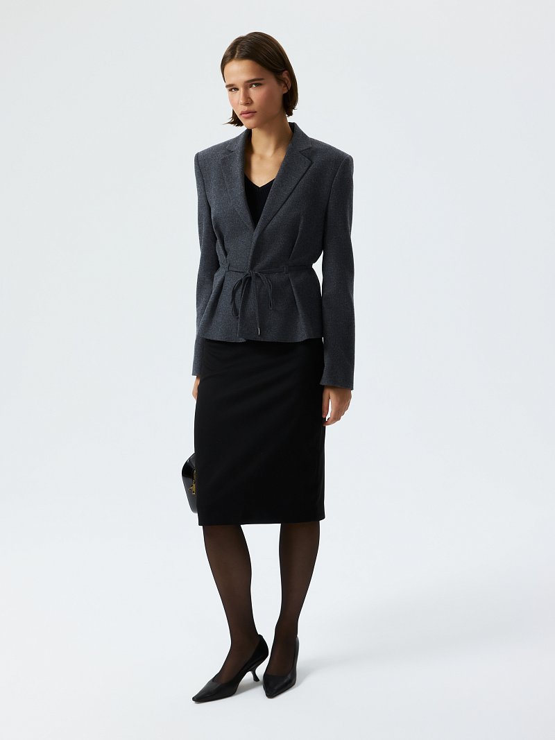 Жакет из фланели с поясом