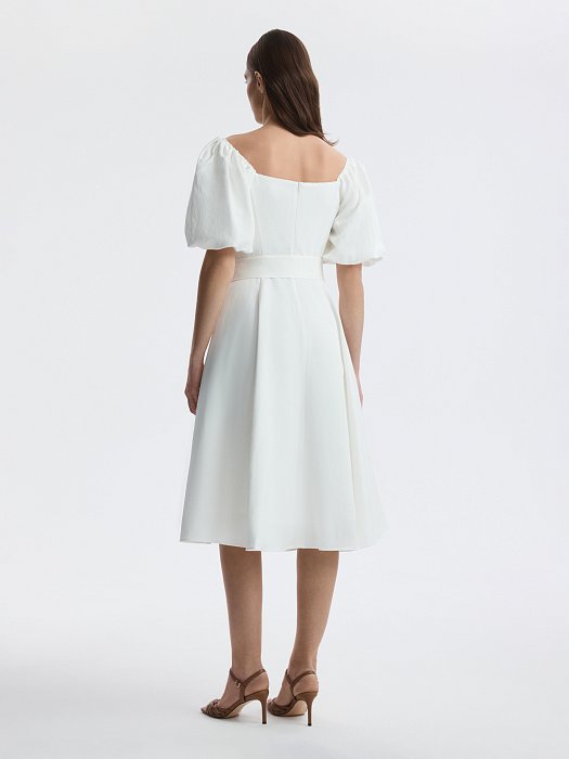 Расклешенное платье со льном (Р158): фото №6