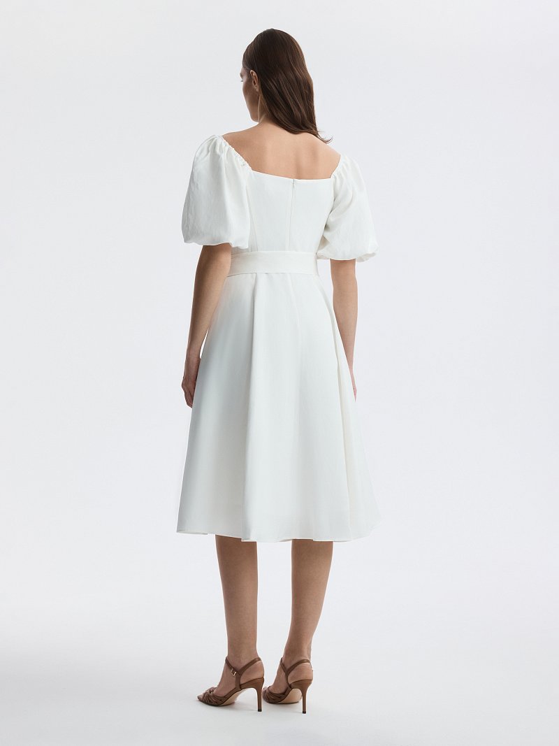 Расклешенное платье со льном (Р158)